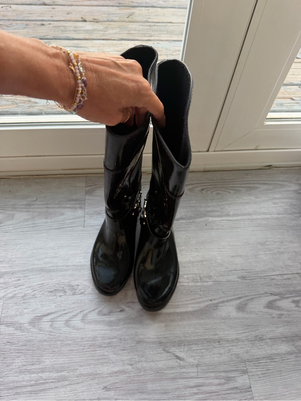 Michael Kors Black Patent Mid-Calf Rain Boots
